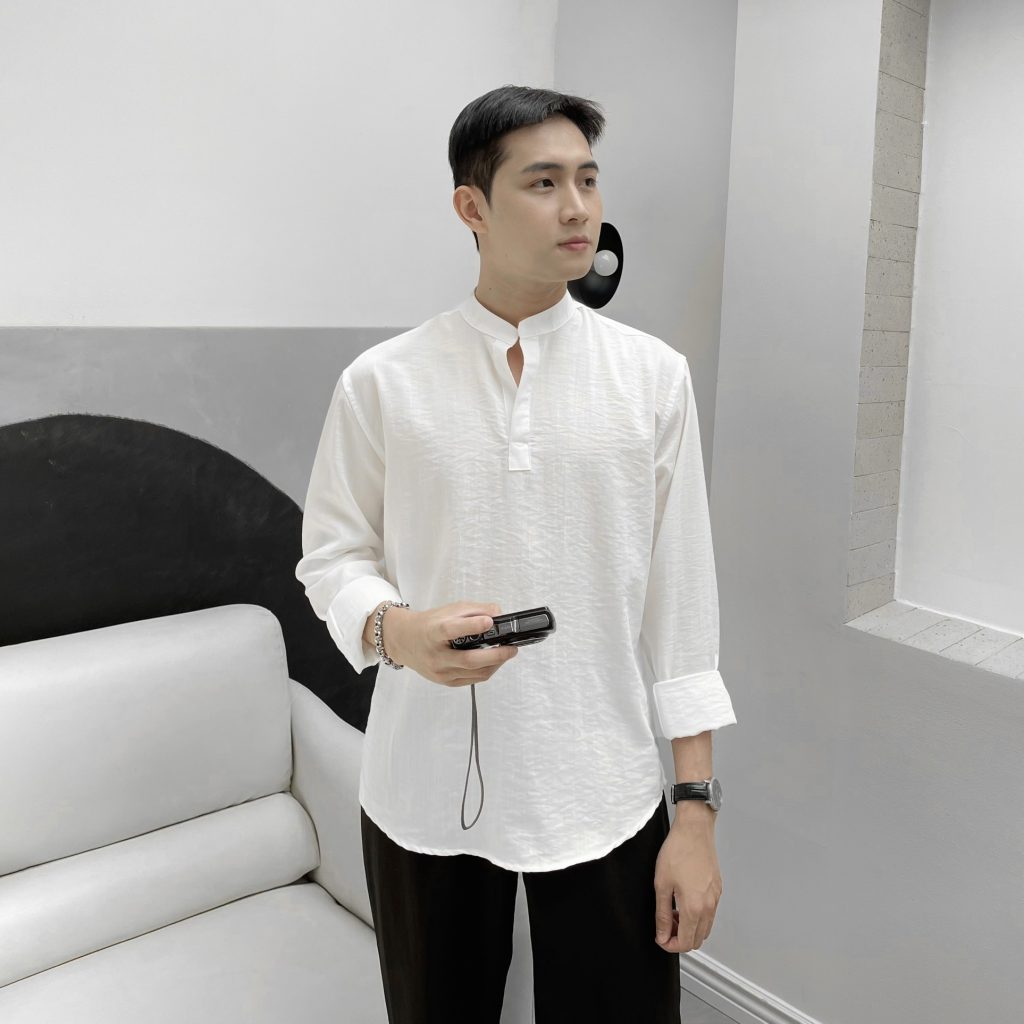 Sơ Mi Đây phối áo Linen cùng quần tây basic